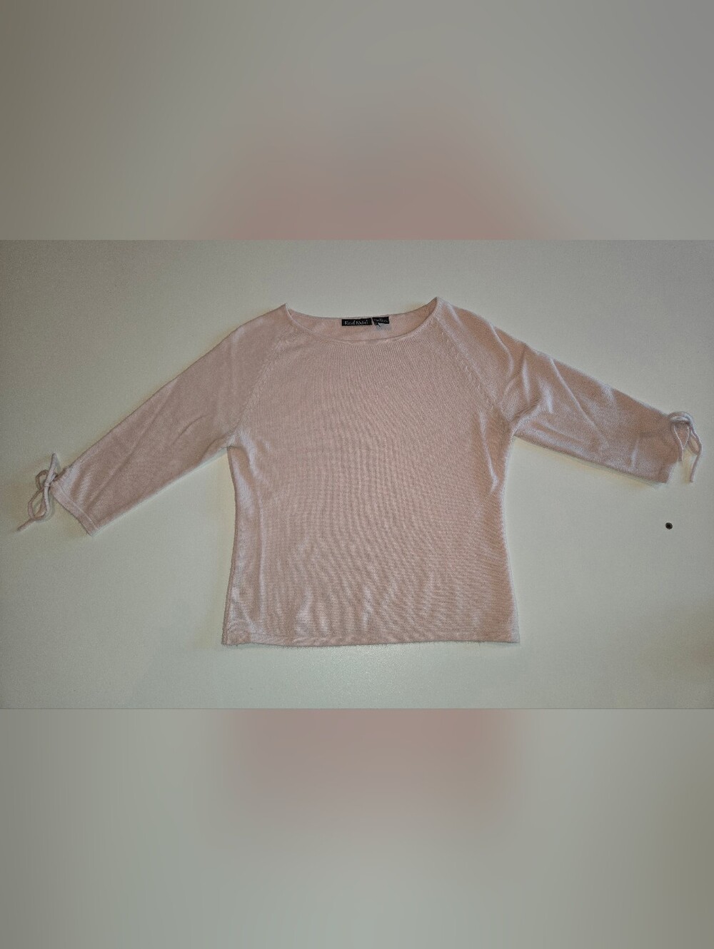 Women's Light Pink Boatneck Sweater - Red Paint